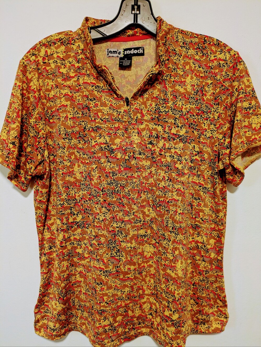 Jamie Sadock Men's Short Sleeve Golf Polo - Yellow & Orange Pattern
